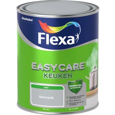 Afbeelding van flexa easycare muurverf keuken betongrijs 1 ltr