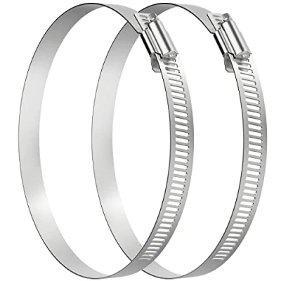 Afbeelding van HG Power 125 mm slangklemmen van roestvrij staal, 2 stuks, spanbereik 118 140 mm, voor bevestiging afvoerslang en uitlaatventilator, VMC afzuigkap