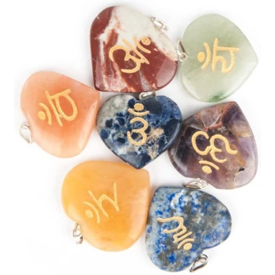 Afbeelding van SET 7 Chakra Sanskriet symbolen hangers 3.5x3.5 cm S