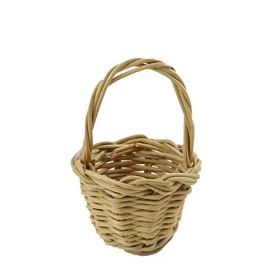 Afbeelding van Melody Jane Poppenhuis Medium Rieten Geweven Ronde Mand Miniatuur Winkel Tuin Accessoire