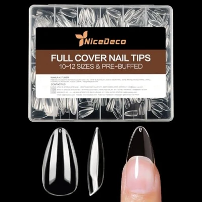 Afbeelding van Nicedeco Valse Nageltips Kunstnagels, 504 Stuks Stiletto Gel Nagels Lange Clear Soft Tips Voorgevormde Zachte Extensies Volledige Bedekking 12 Maten Prevormdem, 014