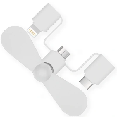 Afbeelding van iMoshion 3 in 1 smartphone ventilator Lightning, USB C &amp; Micro Wit
