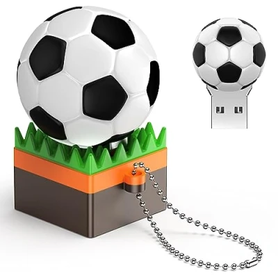 Afbeelding van Uflatek USB stick, 32 GB, voetbal, geheugenstick, wit, 2.0, flashdrive, U disk, karikatuur, GB gegevenssticks voor computer, tablet, pc en meer
