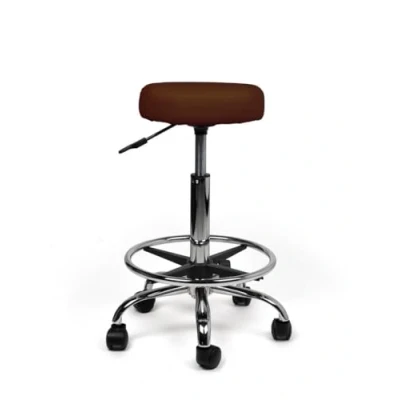 Afbeelding van tabouret Bruin Standaard met Voetring Zithoogte 50/68cm kruk op wielen krukje werkkruk zadelkruk bureaukruk kapperskruk verstelbaar draaikruk rugleuning tot 160kg