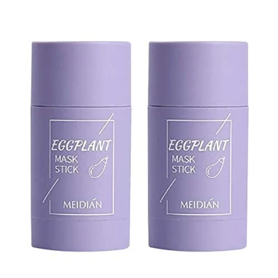 Afbeelding van 2 stuks groene thee purifying Clay stick masker oliecontrole gezichtsmasker, diep reinigend anti acne fijn solide tea, aubergines mee eterverwijderaar gezichtsmasker poriën krimpen (2 x lila)