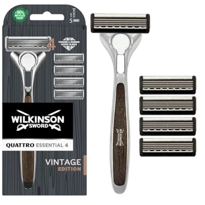 Afbeelding van Wilkinson Sword Quattro Titanium Vintage Edition Scheersysteem + 5 Scheermesjes