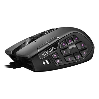 Afbeelding van EVGA X15 MMO gamingmuis, 8k, bedraad, zwart, aanpasbaar, 16.000 DPI, 5 profielen, 20 knoppen, ergonomisch 904 W1 15BK K3