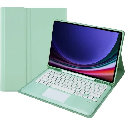 Afbeelding van Case2go Bluetooth Toetsenbord voor Samsung Galaxy Tab S9 Plus (2023) Met stylus pen houder en Touchpad QWERTY Keyboard case Mint Groen