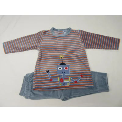 Afbeelding van Wiplala Jen &amp; James Pyjama Velour Streep robot 9 maand 74