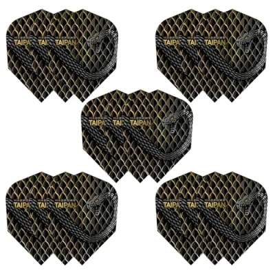 Afbeelding van Harrows Taipan dartpijlen 5 x sets (totaal 15 vluchten) I 100 micron premium extra sterk gemaakt in het Verenigd Koninkrijk, professionele dartaccessoires, gouden
