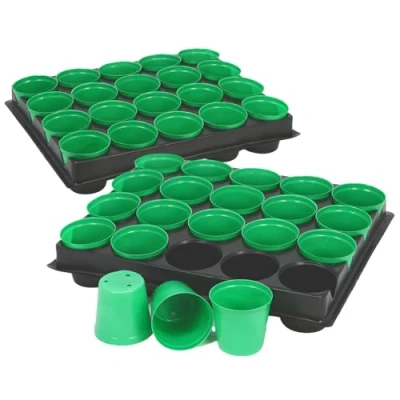 Afbeelding van COM FOUR® 40x kweekpotten met plantenbakken voor het kweken van planten, plantenbak 40 30,5 x 25,5 5,8 cm (02 stuks tray)