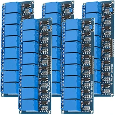 Afbeelding van AZDelivery 5 x 8 Relay Module 5V met Optocoupler Low Level Trigger compatibel Arduino Inclusief E Book!
