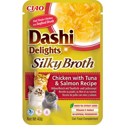 Afbeelding van Ciao Dashi Delights Silky Broth Kattenvoer Nat Chicken&amp;Tuna&amp;Salmon 40 gr