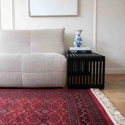 Afbeelding van Vintage vloerkleed By Beppe rood met franjes Interieur05