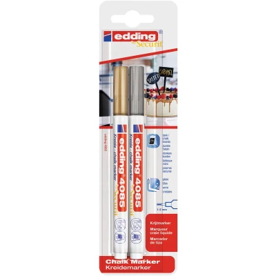 Afbeelding van edding 4085 kalk window marker basic goud/zilver blister 2st 1 2mm / 4 2 15354