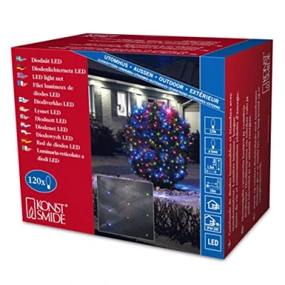 Afbeelding van KONSTSMIDE Led lichtnet Kerstversiering buiten lichtnet, 120 gekleurde dioden (1 stuk)