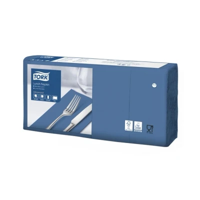 Afbeelding van Lunchservet Tork 2 laags 1/8 gevouwen 200st donkerblauw 477421