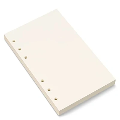 Afbeelding van A6 blanco papier, navulpapier, 6 gaten verpakt los blad papier voor Filofax persoonlijke map planner, 80 vellen/160 pagina&#039;s, 10,4 x 16,8 cm, beige (1)