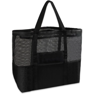 Afbeelding van Ibenzoa® Extra Grote Mesh Strandtas voor Familie met Rits Diverse Activiteiten