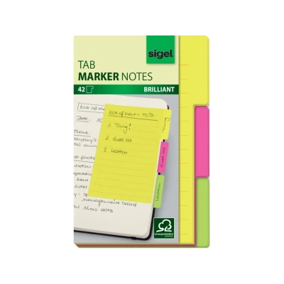Afbeelding van Tabmarker notes Sigel 98x148mm 3 kleuren 42 sheets