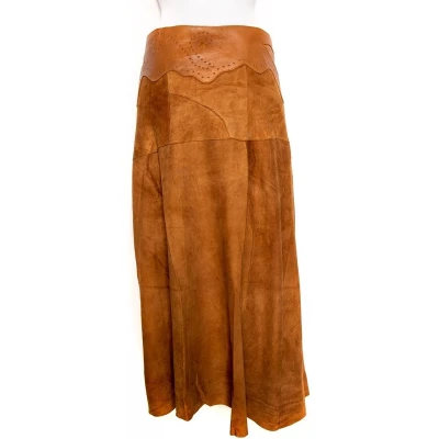 Afbeelding van Doenya maxi omslagrok suede Inlay (cognac)