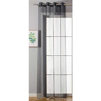 Afbeelding van Oogje gordijn transparant »Uni« HxB 145x140 cm zwart Stores oogjes loodbandafsluiting woonkamer, 20332 cn