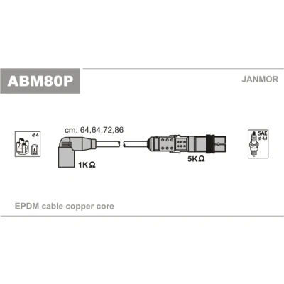 Afbeelding van Bougiekabelset JANMOR ABM80P
