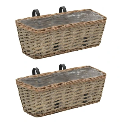 Afbeelding van Balkonbakken 2 st 40 cm wicker met PE voering