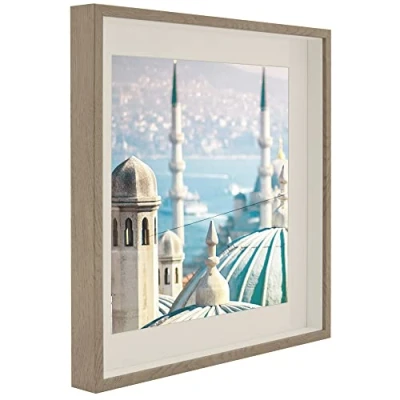 Afbeelding van BD ART 50 x cm fotolijst, 3D, om te vullen, objectlijst, lijst voor objecten met glas / eiken