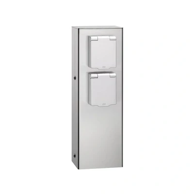 Afbeelding van LCD EDELSTAHL wandcontactdooszuil 019, 2 voudig, roestvrij staal