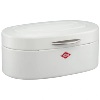 Afbeelding van WESCO Single Elly broodtrommel in de kleur mat wit, gepoedercoat plaatstaal, ventilatiegaten en stabiele handgreep