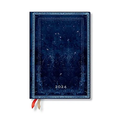Afbeelding van Paperblanks Inkblot (Old Leather Collection) Midi Vertical Dayplanner voor 12 maanden 2024 (elastische bandsluiting)