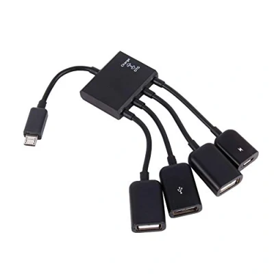 Afbeelding van Micro USB splitterhub, 4 poorts Draagbare Praktische host OTG adapterkabel, Multifunctionele adapter Sluit Toetsenbord, Muis, Kaartlezer, voor Android tablet smartphone