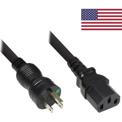 Afbeelding van C13 (recht) Type B / Amerika medische stroomkabel SVT AWG18/3 zwart 5 meter