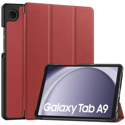 Afbeelding van Samsung Galaxy Tab A9 Hoes: iMoshion Trifold Bookcase Rood Kunstleder Tablet Hoezen
