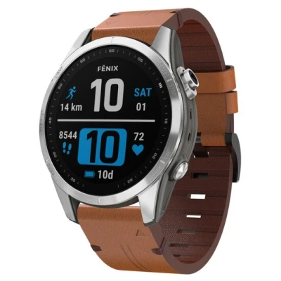 Afbeelding van Leren bandje Bruin Garmin Fenix 7S / 6S 5S &amp; Instinct 2s