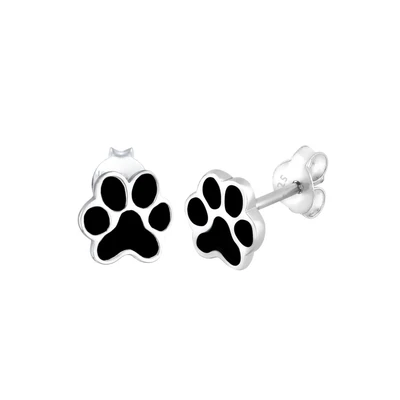 Afbeelding van Elli Dames Oorsteker Poten Dier Hond Kat Filigraan met Email in 925 Sterling Zilver