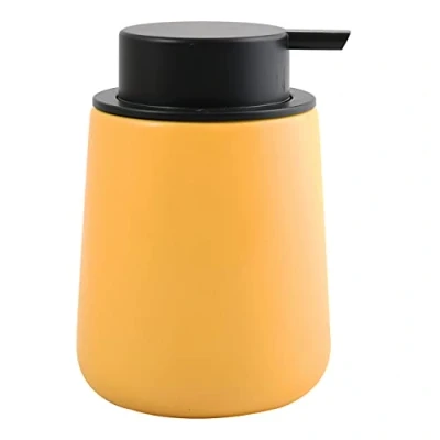 Afbeelding van MSV Zeeppompje/dispenser Malmo Keramiek saffraan geel/zwart 8,5 x 12 cm 300 ml Zeeppompjes