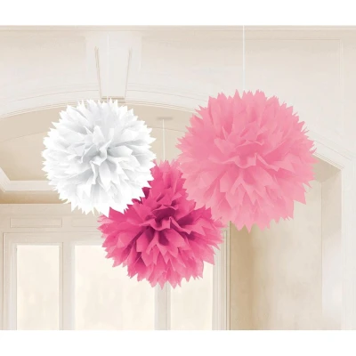 Afbeelding van Pompom wit roze 3 stuks