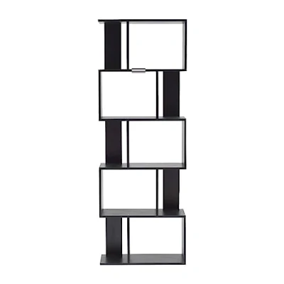 Afbeelding van Rebecca Mobili Kantoorplank, zwarte boekenkast met 5 planken, eigentijds ontwerp, huiskamermeubilair Afmetingen: 172,5 x 60 24 cm (HxBxD) Art. RE4786, zwart