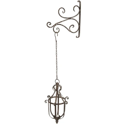 Afbeelding van Ambiente Haus Wandkaarsenhouder Wandhaak antiek grijs 28 cm (1 stuk)