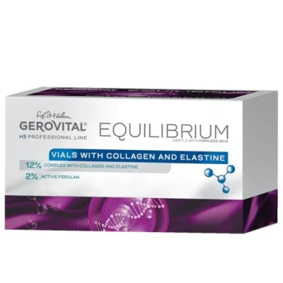 Afbeelding van Gerovital Equilibrium ampullen met Collageen en Elastine 12% intens hydraterende effecten 20 x 2ml Professionele lijn