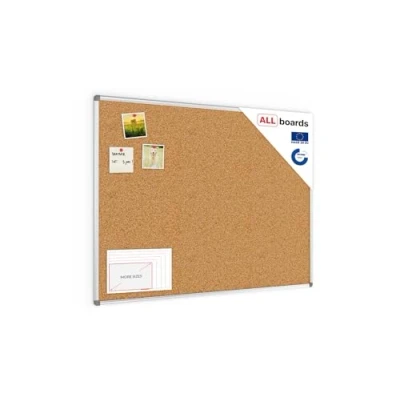 Afbeelding van ALLboards Bord van kurk met frame aluminium, 120 x 90 cm, kurkprikbord voor naalden geanodiseerd memoboard