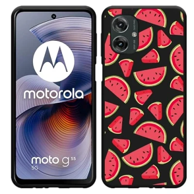 Afbeelding van Cazy Hoesje geschikt voor Motorola Moto G55 Siliconen Zwart Watermeloen