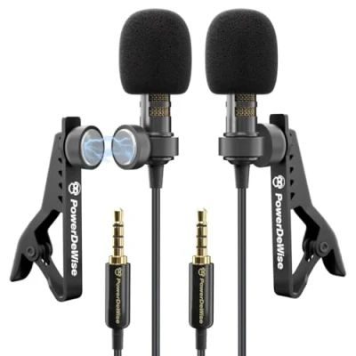 Afbeelding van Professionele Grade 2 Lavalier Revers Microfoons Set voor Dual Interview Dubbele Lav Microfoon Perfect als Blogging Vlogging iPhone