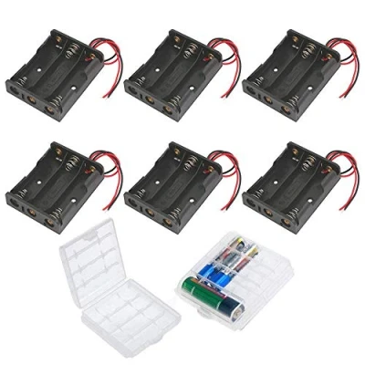 Afbeelding van GTIWUNG 6 delige 3 AA batterijhouder, batterijhouder doos met draad, zwarte plastic pin, X 1.5V 4.5V kabels (3 solts), 2 mobiele batterij opbergdoos