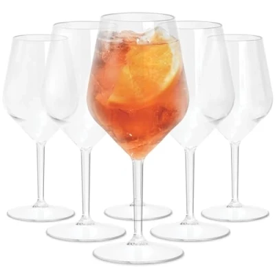 Afbeelding van TUNDRA ICE INTERNATIONAL 6 delige wijnglasenset 47 cl in Tritan® (hard plastic Bpa vrij), 100% Italian Design wijnglazen, onbreekbaar, herbruikbaar en vaatwasmachinebestendig, transparant