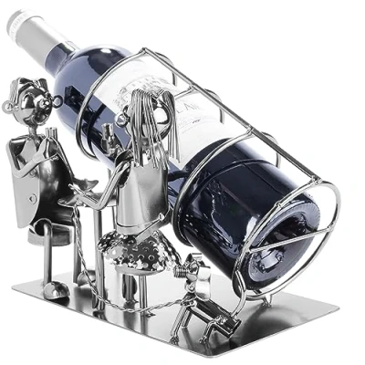 Afbeelding van BRUBAKER Flessenhouder voor twee metalen sculptuur wijnrek decoratie tafelblad incl. cadeaubon