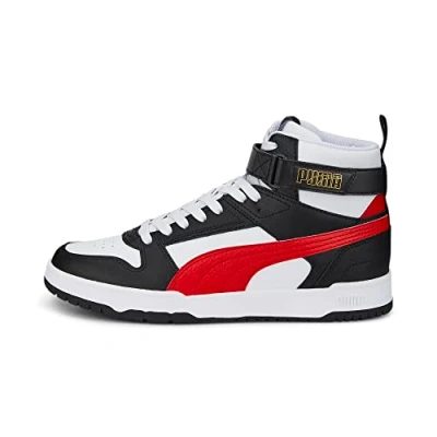 Afbeelding van Puma RBD GAME Unisex Sneakers hoog, Maat: 38, White/high risk red/black/team gold Leer en imitatieleer