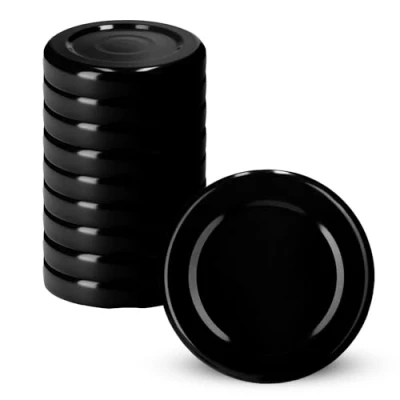 Afbeelding van KADAX Schroefdeksel met diameter van 48 mm, metalen twist off deksel, reservedeksel voor potten en flessen, deksel 4 inkepingen inmaakpotten, zwart, 10 stuks